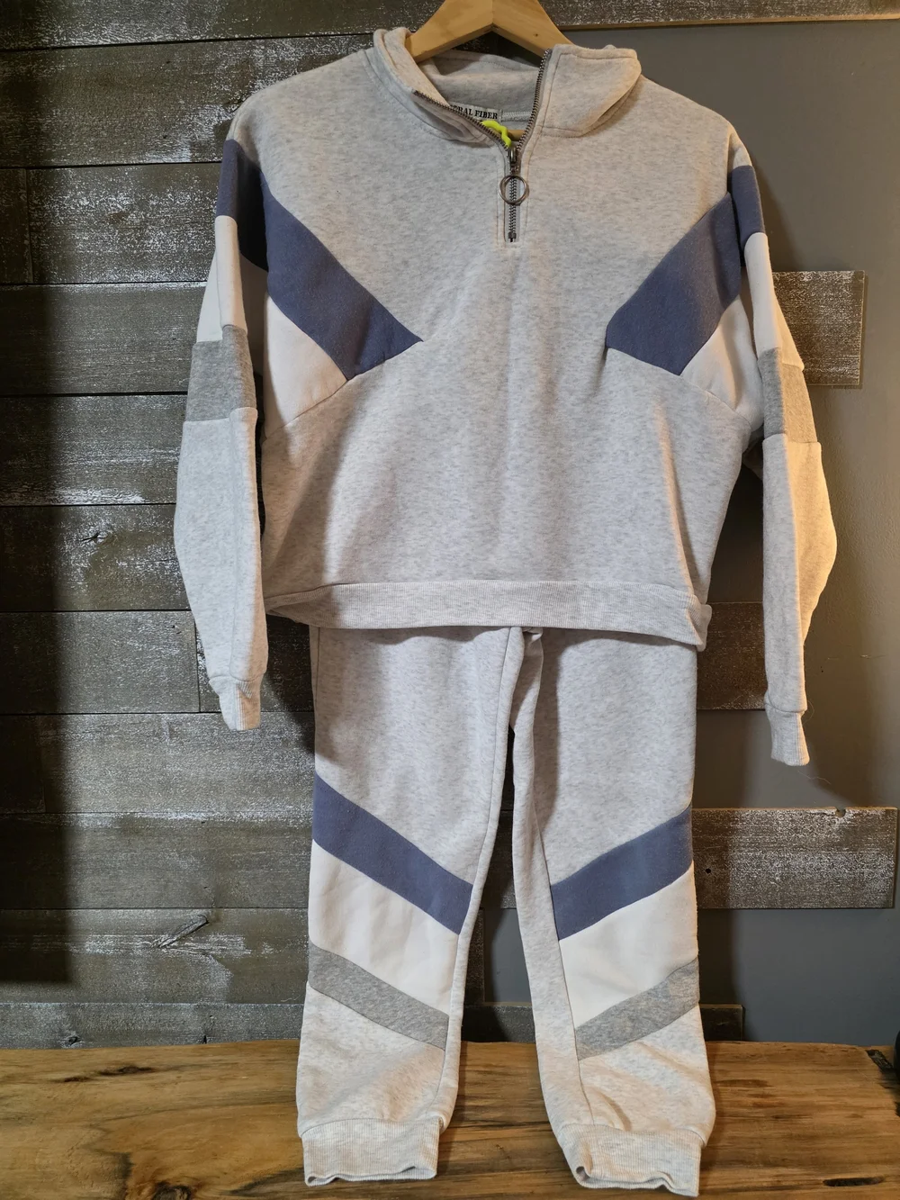 Moral Fiber Heather Gray and Navy Chevron Kids Pajama Set